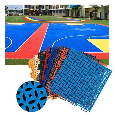 CXKJP PP Outdoor Modular Interlocking Floor Tiles, Kindergarten School Playground Basketball Court Non-Slip Wear-Resistant Color Stitching Sports Mat, 25CM (Color : Red, Size : 16PCS)