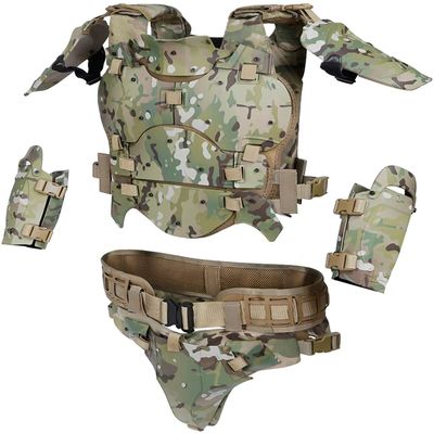 SHENGJIA Airsoft Tactical Armor Set, Tactical Vest Molle Gilet Paintball Vest Adjustable Elbow Shoulder Hip Protector, CS Outdoor Cosplay Costume