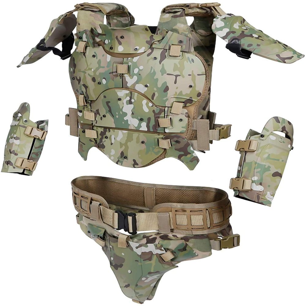 SHENGJIA Airsoft Tactical Armor Set, Tactical Vest Molle Gilet Paintball Vest Adjustable Elbow Shoulder Hip Protector, CS Outdoor Cosplay Costume