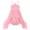 RUNQHUI Big Girls Off Shoulder Sequin Romper Dress Dance Party Pageant Chiffon Wedding Birthday Maxi Gown Pink 8 Years view 3