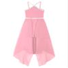 RUNQHUI Big Girls Off Shoulder Sequin Romper Dress Dance Party Pageant Chiffon Wedding Birthday Maxi Gown Pink 8 Years view 4