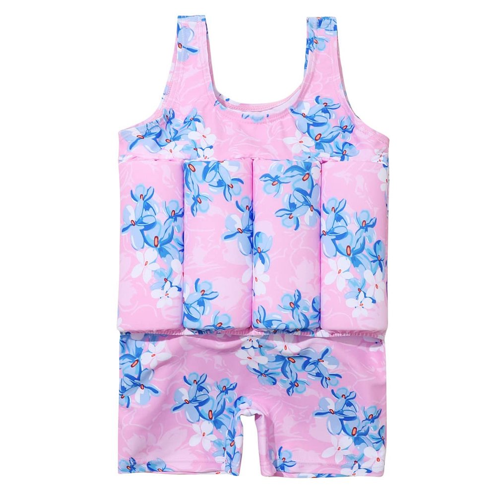 AWIBMK Kids Boys Girls One-Piece Sleeveless Floatation Swimsuit Float Suit Baby Lovely Print with Adjustable Vest Buoyancy Bathing Suit Swimwear Swim Rose Butterfly 4 18-24 Months