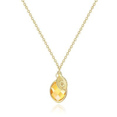 14K Gold Filled Q Initial Necklace with November Birthstone Pendant Necklaces for Women Yellow Citrine Crystal Necklace Mother Daughter Personalized Birthday Christmas Gift