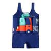AWIBMK Kids Boys Girls One-Piece Sleeveless Floatation Swimsuit Float Suit Baby Lovely Print with Adjustable Vest Buoyancy Bathing Suit Swimwear Swim Dark Blue Dinosaur 18-24 Months view 1