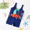 AWIBMK Kids Boys Girls One-Piece Sleeveless Floatation Swimsuit Float Suit Baby Lovely Print with Adjustable Vest Buoyancy Bathing Suit Swimwear Swim Dark Blue Dinosaur 18-24 Months view 2