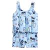 AWIBMK Kids Boys Girls One-Piece Sleeveless Floatation Swimsuit Float Suit Baby Lovely Print with Adjustable Vest Buoyancy Bathing Suit Swimwear Swim Blue Excavator 18-24 Months view 1