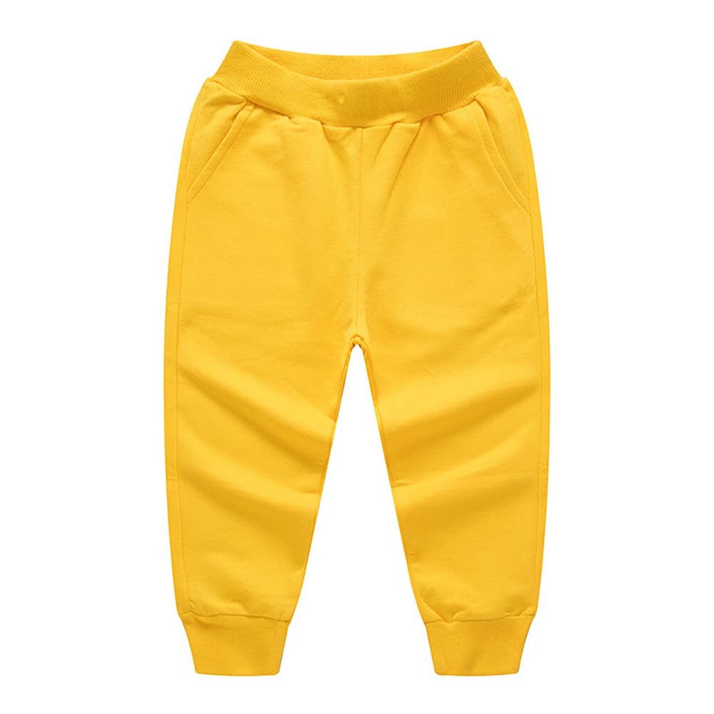 RUKOSU Toddler Baby Boy's Pull On Cotton Jogger Pants Stretch Knit Pants Infant Girls Athletic Sweatpants Bottoms Yellow 4T