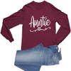 3X-Large Maroon Mens Auntie Heart Cute Fashion Aunt Gift Idea Long Sleeve T-Shirt view 1