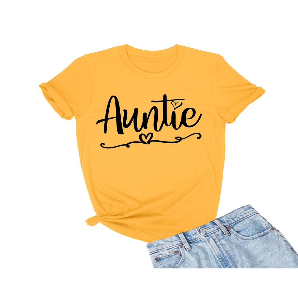 5X-Large Gold Mens Auntie Heart Cute Fashion Aunt Gift Idea T-Shirt