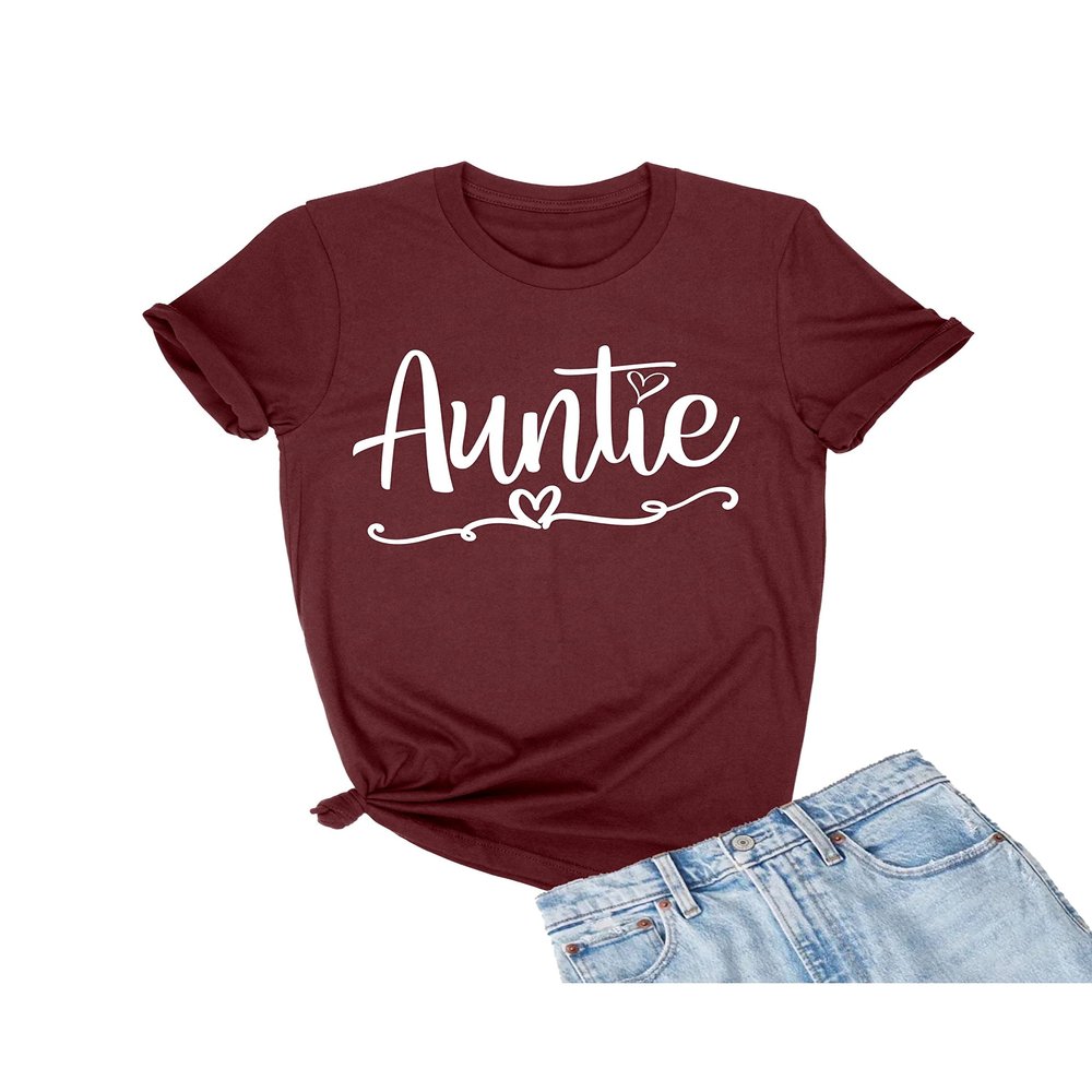 5X-Large Maroon Mens Auntie Heart Cute Fashion Aunt Gift Idea T-Shirt