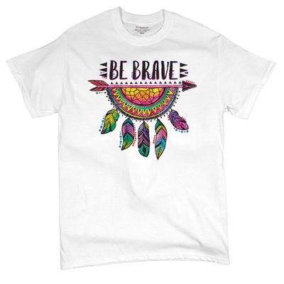 Be Brave Dream Catcher T-Shirt Dean Russo Motivation Yolo Men's Tee White Small