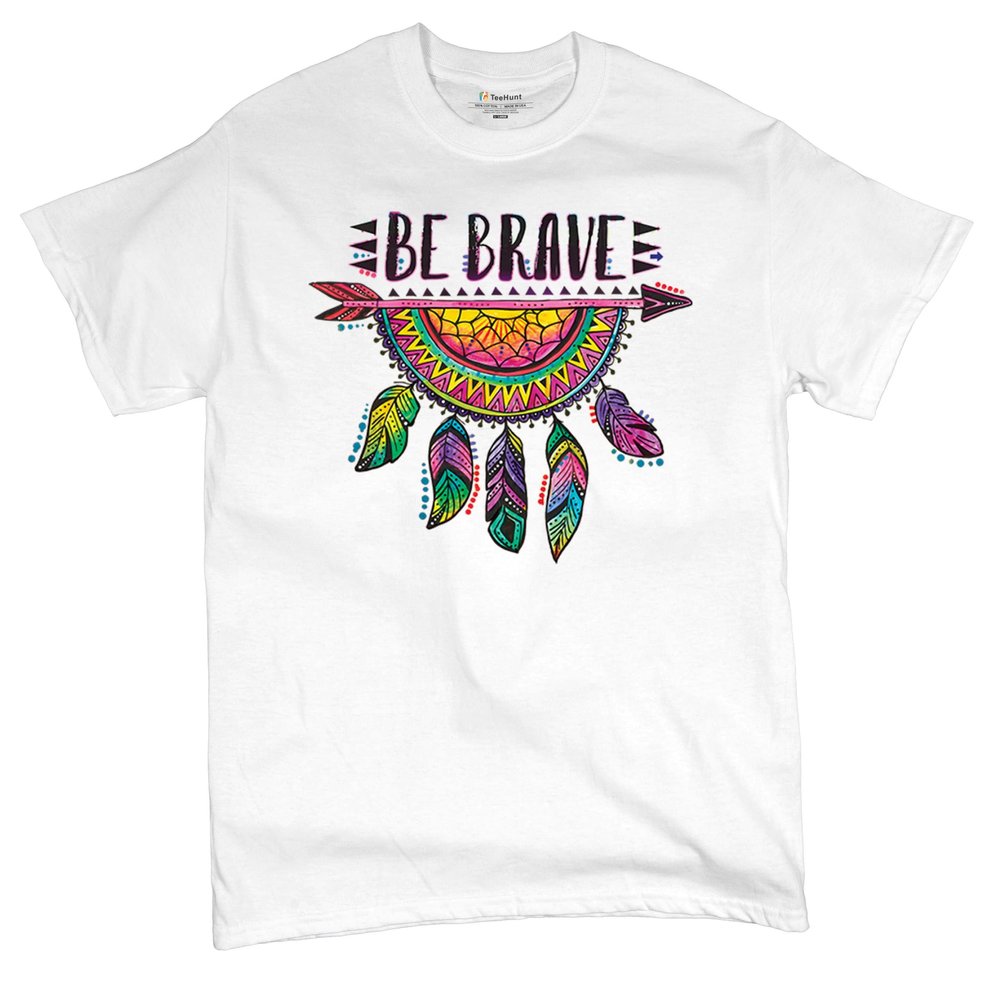 Be Brave Dream Catcher T-Shirt Dean Russo Motivation Yolo Men's Tee White Small