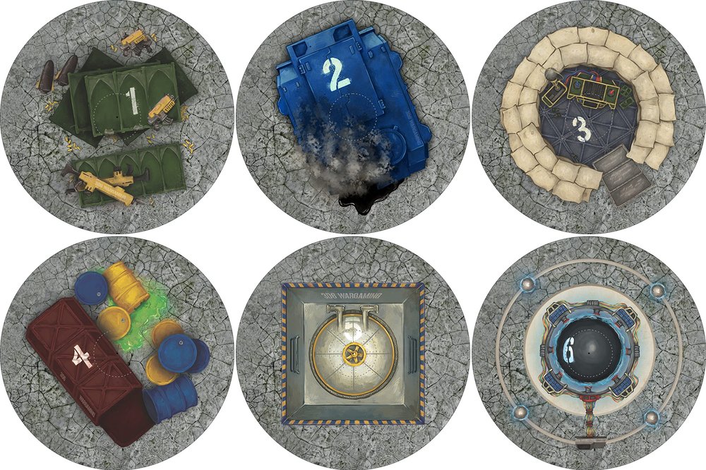40K Neoprene Objective Markers - Sci Fi - Cracked Concrete