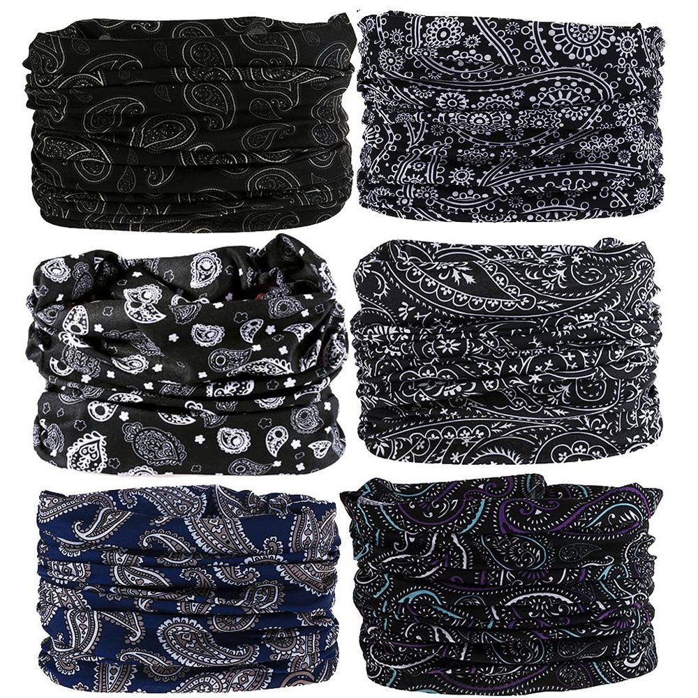 MOBEST Neck Gaiter Mask Face Scarf Bandana Tube Cover Headwear Balaclava Headband Headwrap for Men and Women (6-Black)