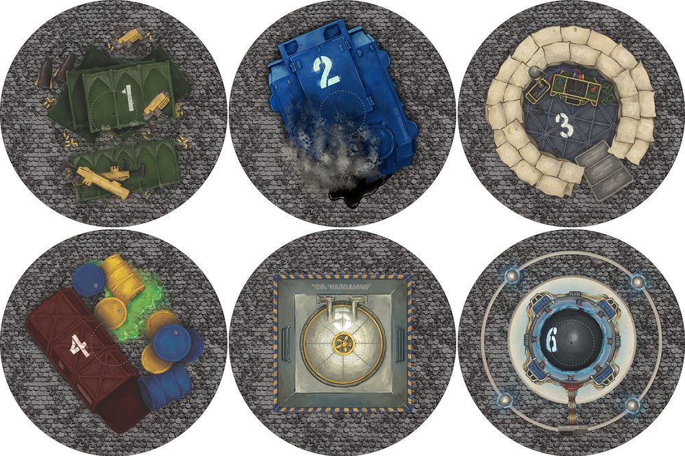 40K Neoprene Objective Markers - Sci Fi - Cobblestone