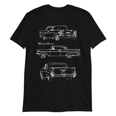 1957 Chevy Bel Air Antique Classic Collector Car Short-Sleeve T-Shirt Black