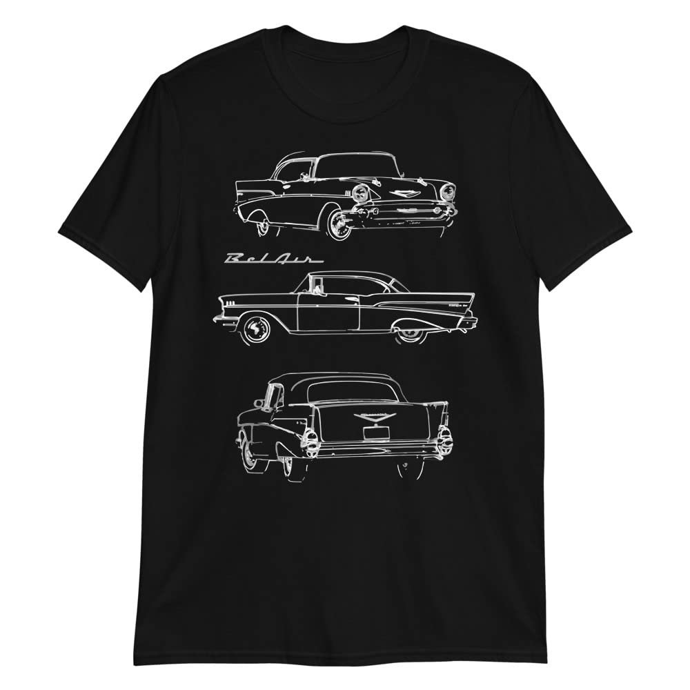 1957 Chevy Bel Air Antique Classic Collector Car Short-Sleeve T-Shirt Black