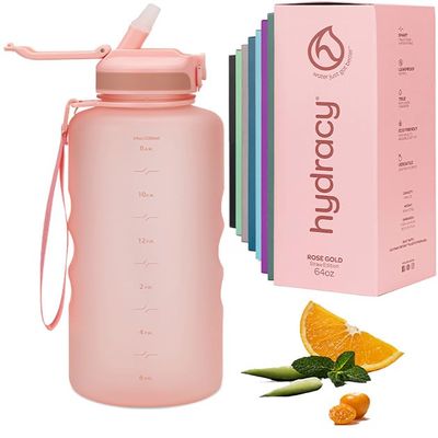 Hydracy 2L Large Water Bottle, Shatterproof, BPA Free Tritan Plastic, Leakproof, Zero Condensation, With Detachable Carry Strap, Spillproof Lid, Convenient Silicon Spout, Ideal for Gym, Yoga