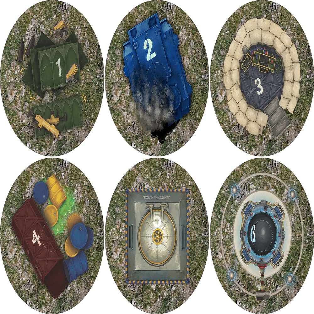 40K Neoprene Objective Markers - Sci Fi - Rocky Field