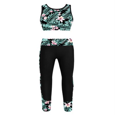 Huimingda Kids Girls Bra Crop Top Athletic Leggings Two Pieces Set Dance Sports Outfits Yoga Fitness Workout Tracksuit Summer Lily Pink B 12 Years