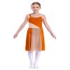 FEESHOW Girls Sleeveless Cutout Back Ballet Lyrical Dance Dress Contemporary Dance wear Leotard Wrap Skirt Costumes Orange 8 Years view 1