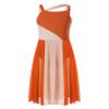 FEESHOW Girls Sleeveless Cutout Back Ballet Lyrical Dance Dress Contemporary Dance wear Leotard Wrap Skirt Costumes Orange 8 Years view 3
