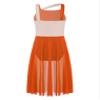 FEESHOW Girls Sleeveless Cutout Back Ballet Lyrical Dance Dress Contemporary Dance wear Leotard Wrap Skirt Costumes Orange 8 Years view 4