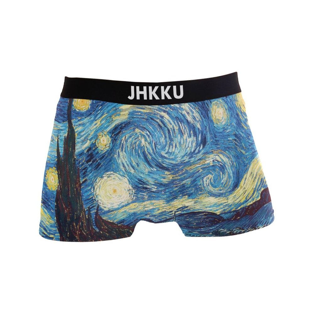 JHKKU Starry Night Men's Boxer Briefs Comfort Soft Breathable Stretch Trunks Underwear with Pouch, Medium