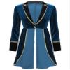 Jhaoyu Womens Velvet Victorian Steampunk Tailcoat Gold Braided Trimmings Long Sleeve Swallow-Tailed Coat Blue 3X-Large view 1
