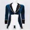 Jhaoyu Womens Velvet Victorian Steampunk Tailcoat Gold Braided Trimmings Long Sleeve Swallow-Tailed Coat Blue 3X-Large view 2