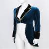 Jhaoyu Womens Velvet Victorian Steampunk Tailcoat Gold Braided Trimmings Long Sleeve Swallow-Tailed Coat Blue 3X-Large view 3