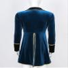 Jhaoyu Womens Velvet Victorian Steampunk Tailcoat Gold Braided Trimmings Long Sleeve Swallow-Tailed Coat Blue 3X-Large view 4
