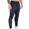 Ctreela Gym Joggers for Men's Workout Track Pants with Pockets Sweatpants Side Stripe Tapered Pants Training Running Navy view 1
