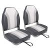 Leader Accessories A Pair of Elite Low/High Back Folding Fishing Boat Seat (2 Seats) (Light Grey/Charcoal/White) view 1