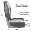 Leader Accessories A Pair of Elite Low/High Back Folding Fishing Boat Seat (2 Seats) (Light Grey/Charcoal/White) view 3