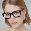 EYLRIM Classic Thick Square Frame Clear Lens Glasses for Women Men Non Prescription Eyeglasses(B1 Bright Black+Bright Black) view 3