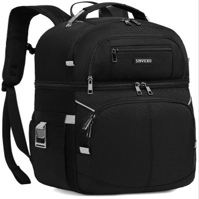 Cooler Backpack,Double Deck Leakproof Cooler Bag,Insulated Backpack Cooler Lunch Backpack for Men Women,Grey & Black