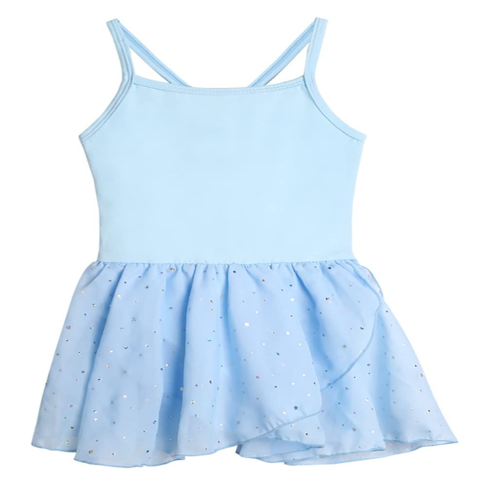 EQSJIU Toddler Ballet Leotard for Girls Camisole Solid Leotards Dance Skirts Kids Ballerina Dress Ballet Clothes, 9-10 Years, Blue