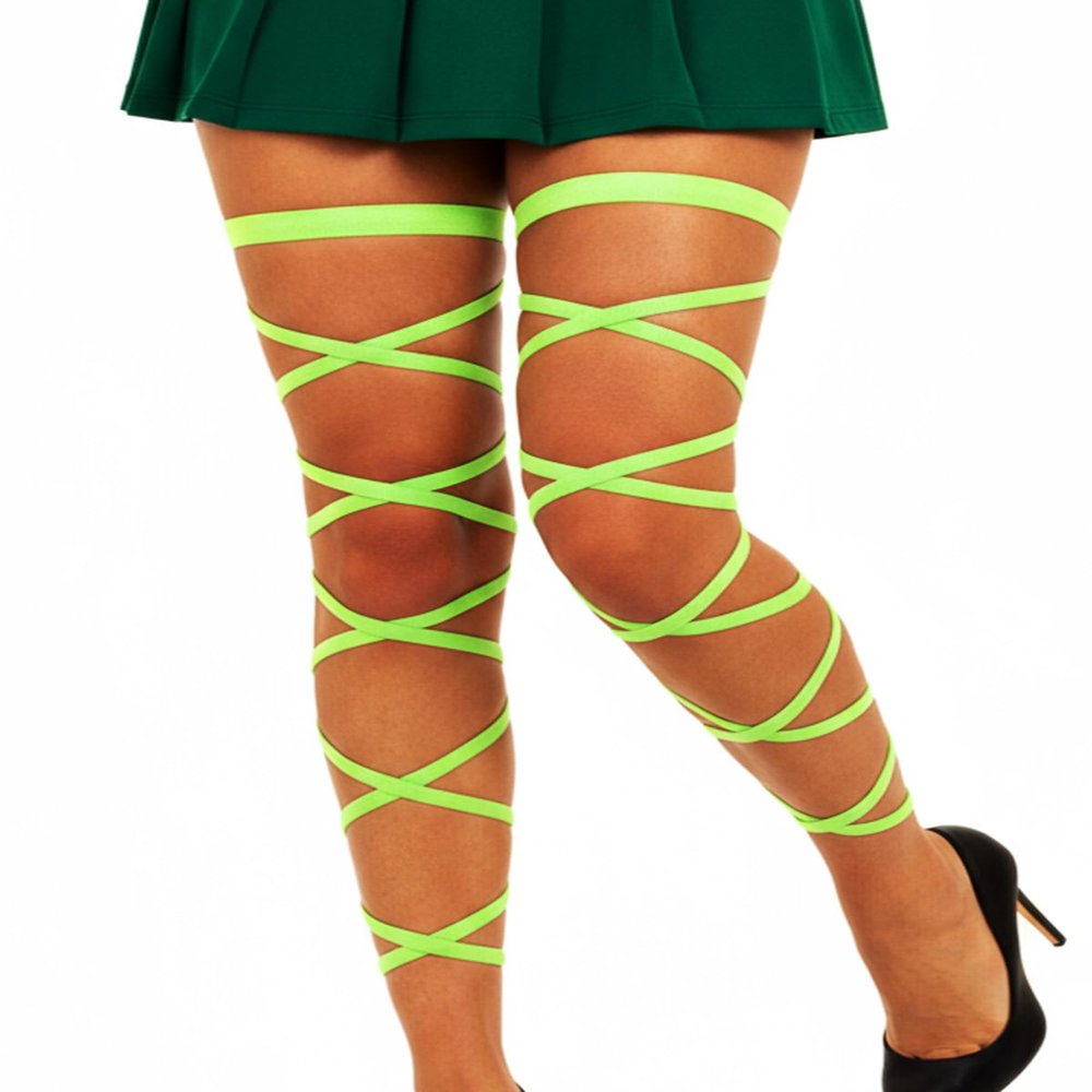 deladola Leg Wraps Elastic,Cross Strappy Leg Straps,Dancing Music Festivals Costume for Women (green)