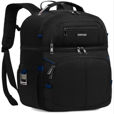 Cooler Backpack,Double Deck Leak Proof Cooler Bag,Insulated Backpack Cooler Lunch Backpack for Men Women,Black & Blue