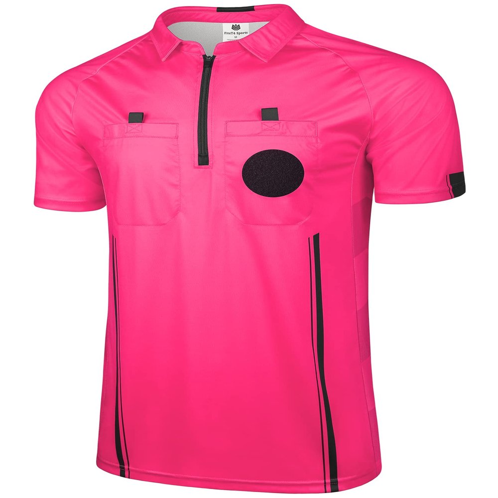 FitsT4 Sports Pro Soccer Referee Jersey Short Sleeve Ref Shirts New-Pink Small