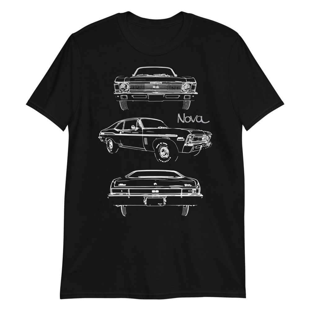 1972 Chevy Nova SS 427 Collector Car Short-Sleeve Unisex T-Shirt Black