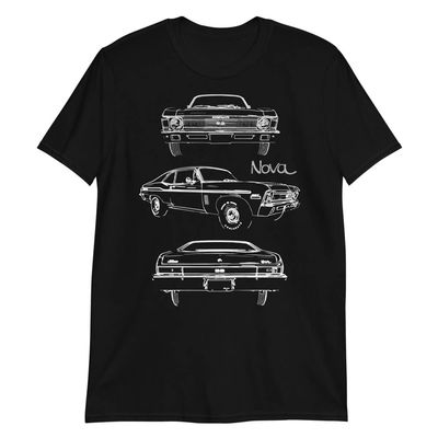 1972 Chevy Nova SS 427 Collector Car Short-Sleeve Unisex T-Shirt Black