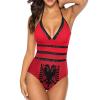 Albanian Flag Women's One-Piece Swimsuit Triangle Bathing Swimsuit Beach Party XL view 1