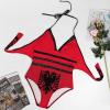 Albanian Flag Women's One-Piece Swimsuit Triangle Bathing Swimsuit Beach Party XL view 2