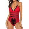 Albanian Flag Women's One-Piece Swimsuit Triangle Bathing Swimsuit Beach Party XL view 3