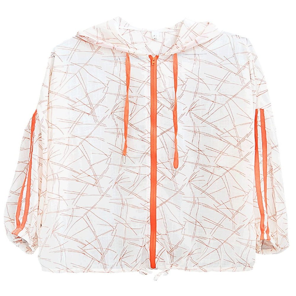 XIEHC Long Sleeve Sun Shirt Hiking, Loose Cardigan, Short Hooded Sun Protection, Orange, L,Sun Protection Quick Dry Shirts