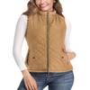 LONGKING Camel Women's Vest, Stand Collar Lightweight Zip Quilted Vest for Women M view 1