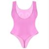 ACSUSS Womens Glossy Sleeveless High Cut Bodysuit One-Piece Swimsuit for Yoga Sports Fitness Swimming Pink Medium view 4