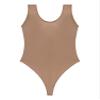 ACSUSS Womens Glossy Sleeveless High Cut Bodysuit One-Piece Swimsuit for Yoga Sports Fitness Swimming Coffee X-Large view 4